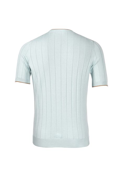 T-shirt Gran sasso uomo 4311623510 Verde acqua seta dettaglio scocco maniche Gran sasso | T-shirt | 4311623510410